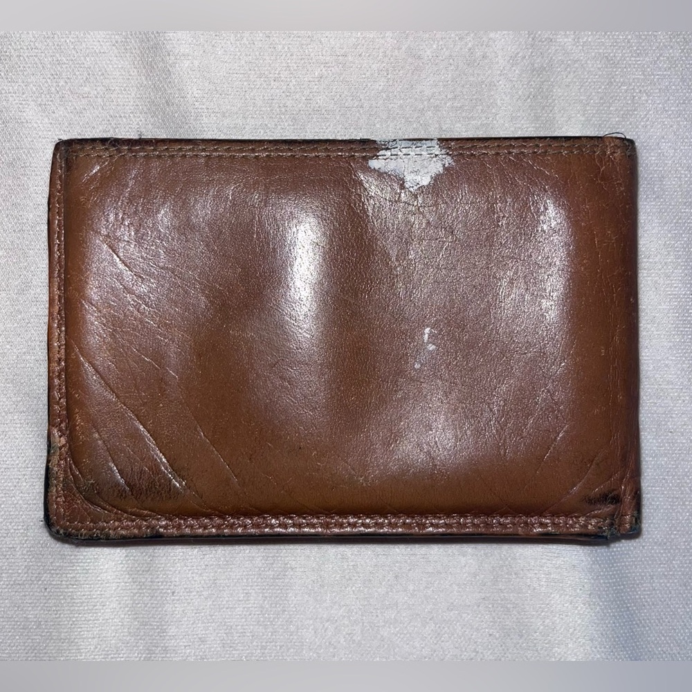 VINTAGE Remo Tulliani Thin Light Brown (Caramel) Soft Leather Bifold Wallet